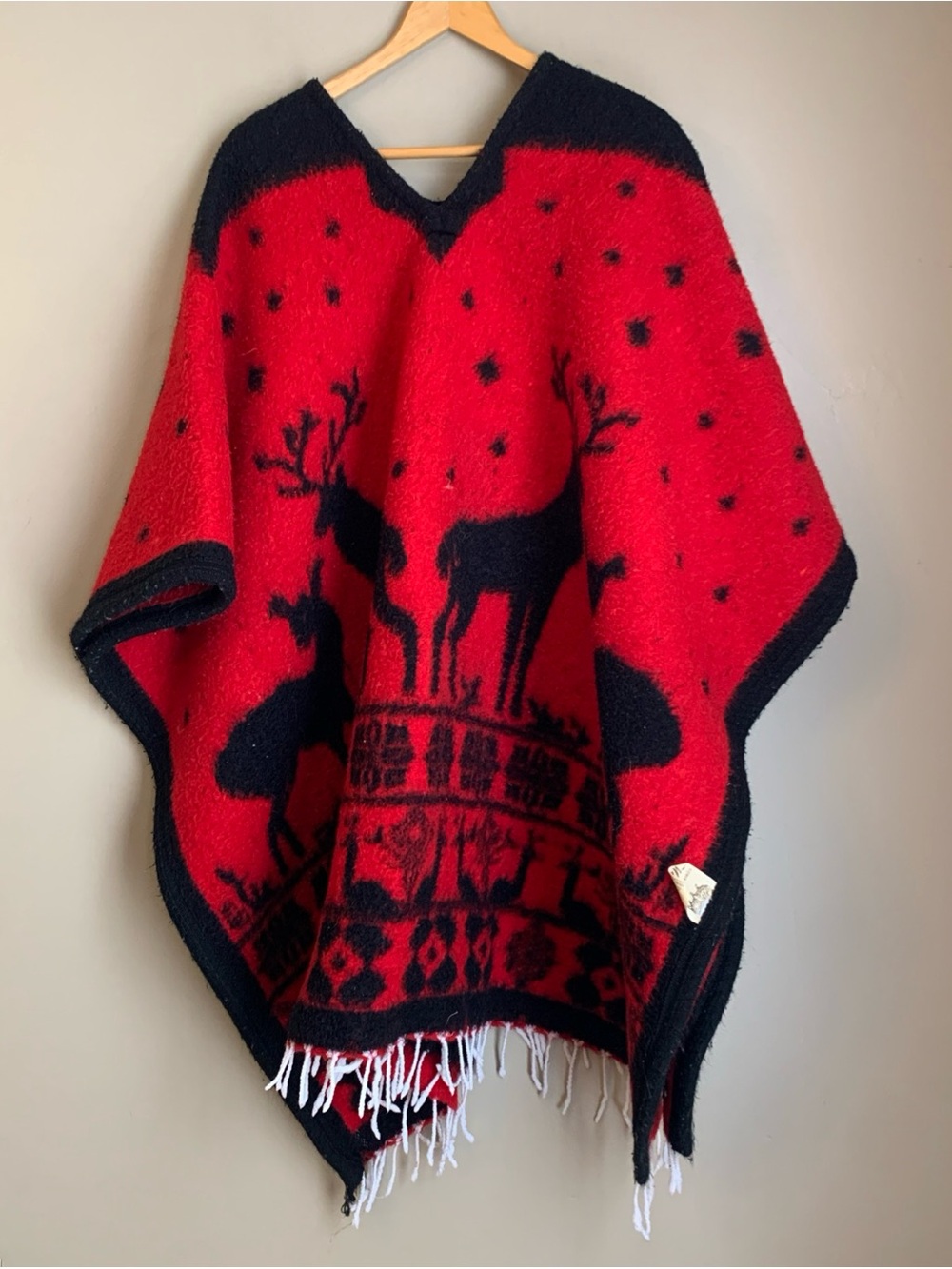 Merino Cobertor Blanket Poncho Blanket Heavy Fringe Made In Mexico Poly/acrylic